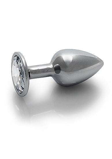 Round Gem Butt Plug Small Silver Diamond