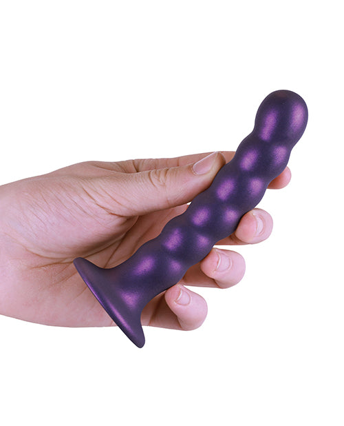 Ouch! Beaded Silicone G-spot Dildo 5 In Metallic Purple