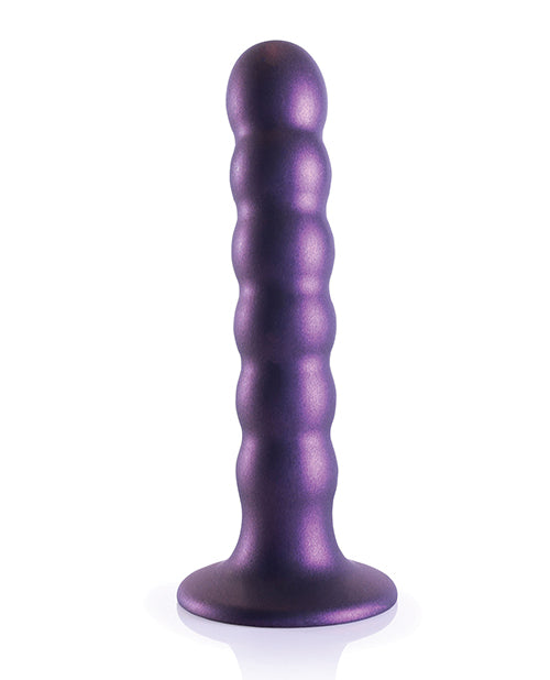 Ouch! Beaded Silicone G-spot Dildo 5 In Metallic Purple