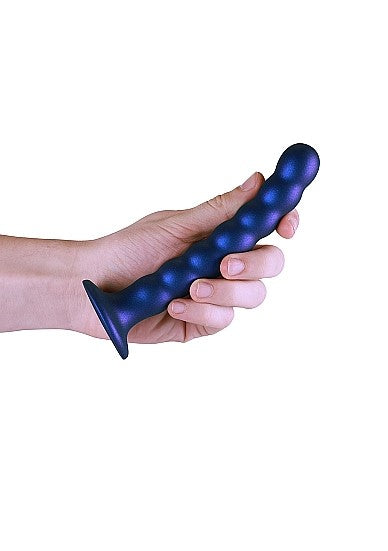 Ouch! Beaded Silicone G-spot Dildo 6.5 In Metallic Blue