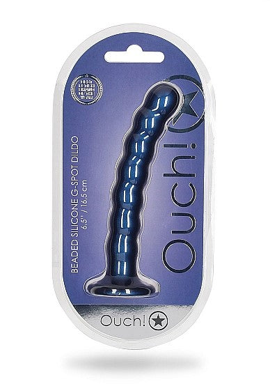 Ouch! Beaded Silicone G-spot Dildo 6.5 In Metallic Blue