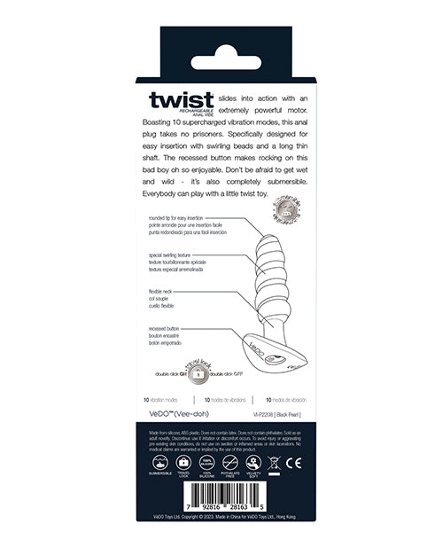 Vedo Twist Rechargeable Anal Plug Black Pearl