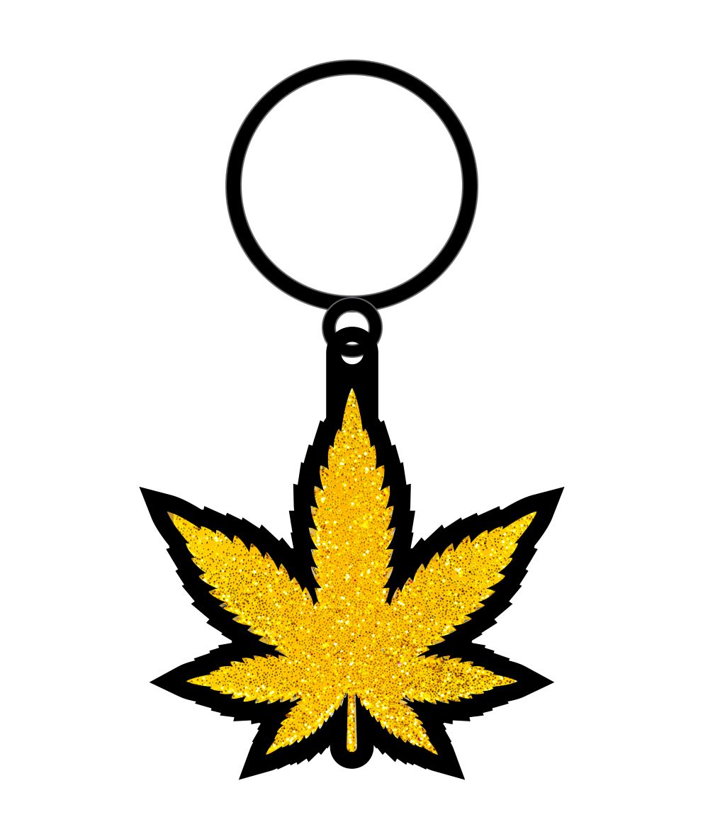 Gold Glitter Leaf Keychain