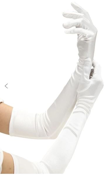 Satin Opera Glove White