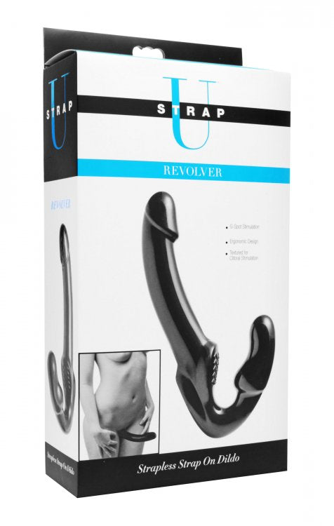 Strap U Revolver Strapless Strap On Dildo Black