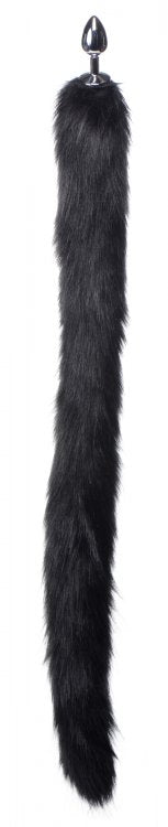 Tailz Extra Long Midnight Mink Tail Metal Anal Plug