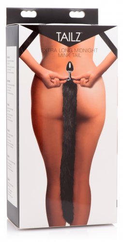 Tailz Extra Long Midnight Mink Tail Metal Anal Plug