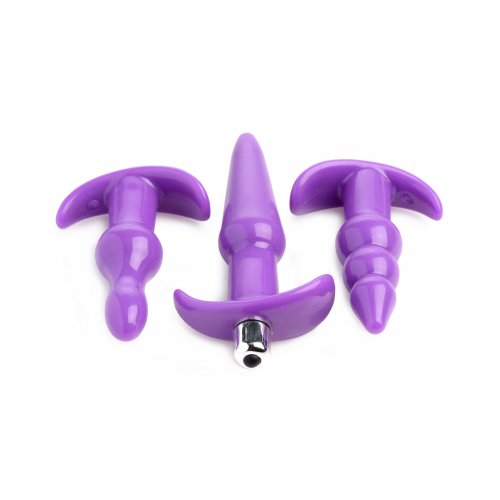 Trinity Vibes 4 Pc Vibrating Anal Plug Set Purple