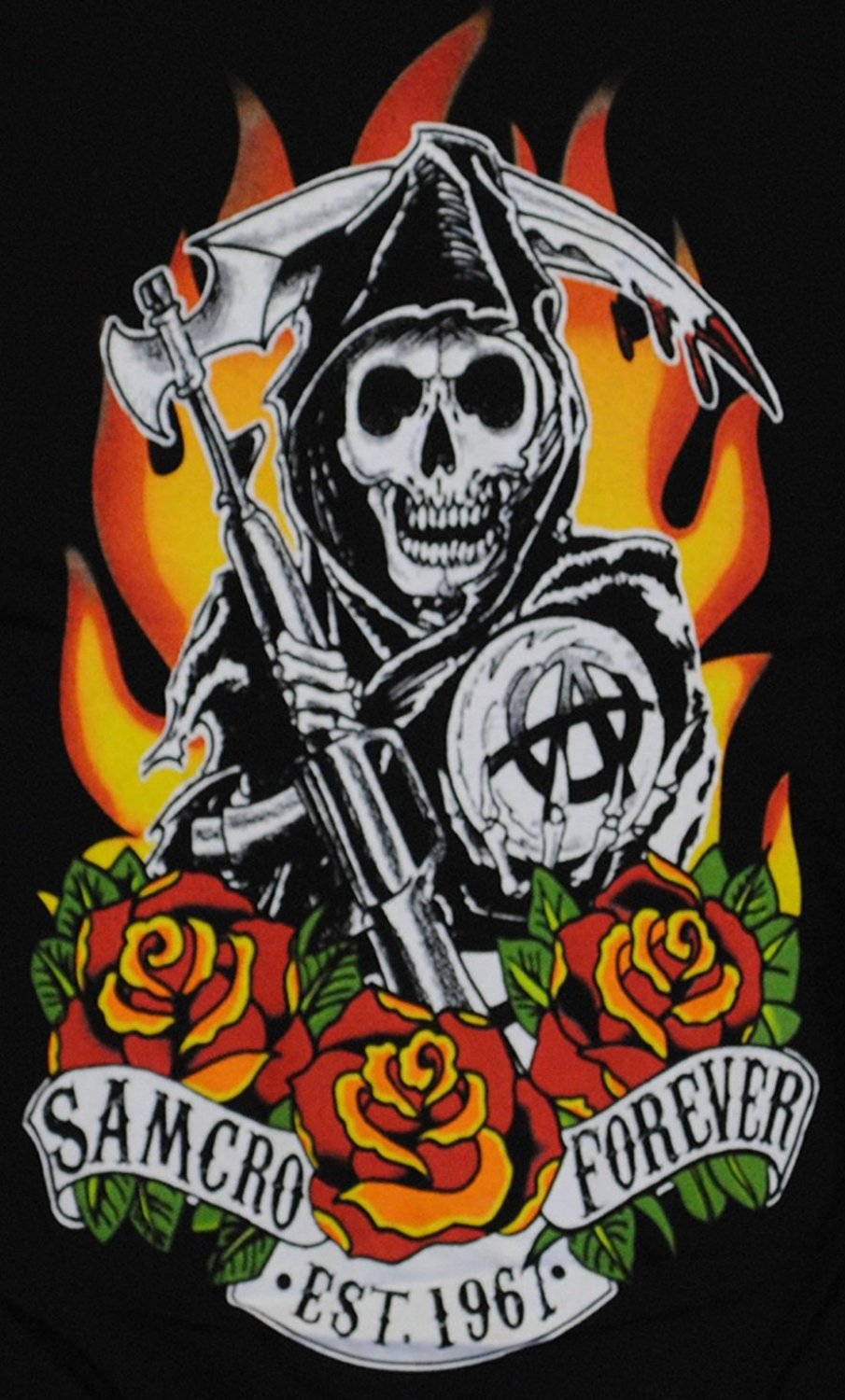 Sons Of Anarchy Fire Roses Reaper Junior Long Sleeve Shirt - Shorty's Gifts