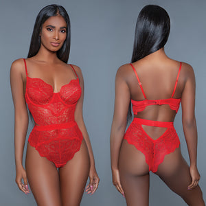 Bewicked Bettany Bodysuit-Red Large