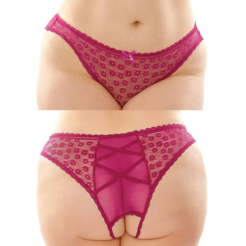 Fantasy Lingerie Daisy Crotchless Lace Panty-Berry Queen