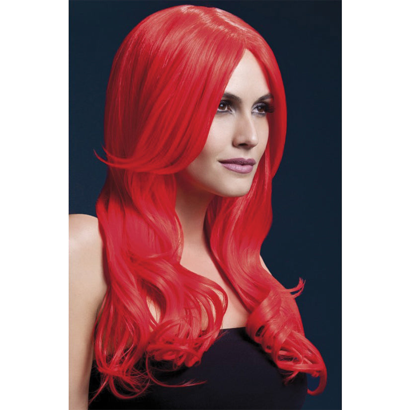 Fever Smiffys Khloe Wig Long Wave & Center Part-Red 26"