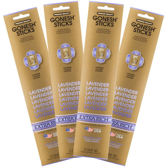 Gonesh Extra Rich Lavender Incense Sticks – 20 Pack | Clean, Relaxing & Soothing Scent
Unwind with the clean, relaxing, and soothing aroma of Gonesh Extra Rich Lavender incense sticks. This classic floral scent delivers a pure, calming fragrance that helps create a peaceful atmosphere for sleep, meditation, yoga, or everyday stress relief.
Made with Gonesh’s exclusive HighCharcoal™ formula, these premium charcoal incense sticks burn cleanly and evenly for crystal-clear scent throw without excess smoke. Each