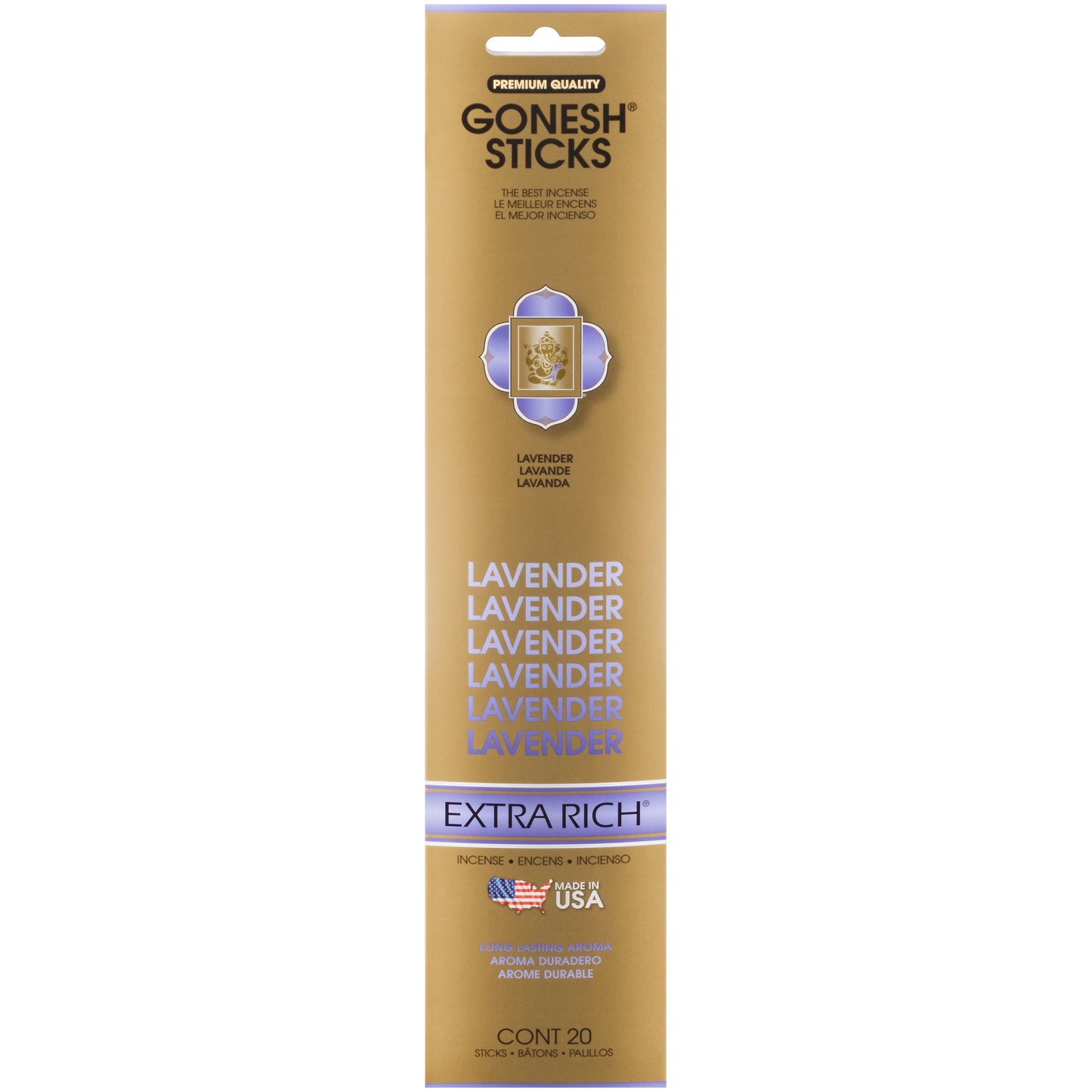 Gonesh extra rich lavender 
Gonesh Extra Rich Lavender Incense Sticks – 20 Pack | Clean, Relaxing & Soothing Scent
Unwind with the clean, relaxing, and soothing aroma of Gonesh Extra Rich Lavender incense sticks. This classic floral scent delivers a pure, calming fragrance that helps create a peaceful atmosphere for sleep, meditation, yoga, or everyday stress relief.
Made with Gonesh’s exclusive HighCharcoal™ formula, these premium charcoal incense sticks burn Gonesh Extra Rich Lavender Incense Sticks – 20 
