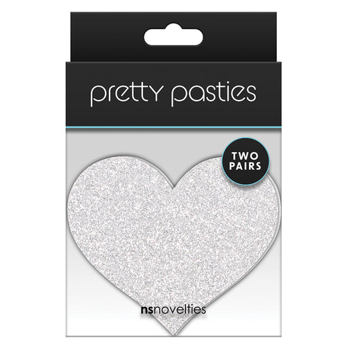 Pretty Pasties Glitter Hearts-Red/Silver 2pk