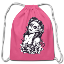 La Catrina Cotton Drawstring Bag - pink