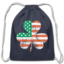 Lucky Irish American Clover Cotton Drawstring Bag - navy