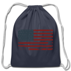 American Flag Cotton Drawstring Bag - navy