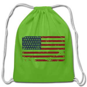 American Flag Cotton Drawstring Bag - clover