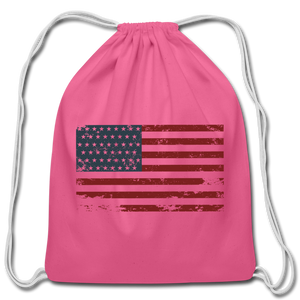 American Flag Cotton Drawstring Bag - pink