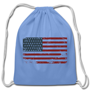 American Flag Cotton Drawstring Bag - carolina blue