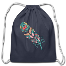 Feather Colors Cotton Drawstring Bag - navy