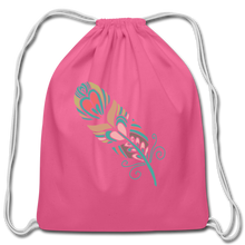 Feather Colors Cotton Drawstring Bag - pink