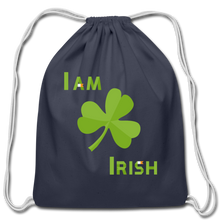 I Am Irish Cotton Drawstring Bag - navy