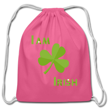 I Am Irish Cotton Drawstring Bag - pink