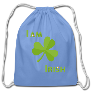 I Am Irish Cotton Drawstring Bag - carolina blue