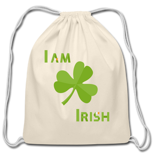 I Am Irish Cotton Drawstring Bag - natural