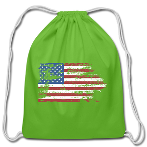 Faded Glory American Flag Cotton Drawstring Bag - clover