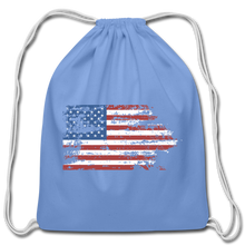 Faded Glory American Flag Cotton Drawstring Bag - carolina blue