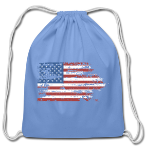 Faded Glory American Flag Cotton Drawstring Bag - carolina blue