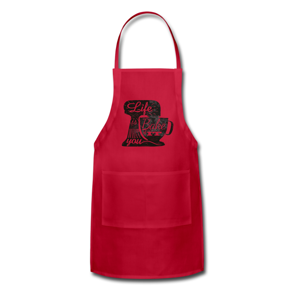 Life is What you Bake It Adjustable Apron - red