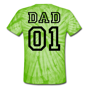 #1 Dad Unisex Tie Dye T-Shirt - spider lime green