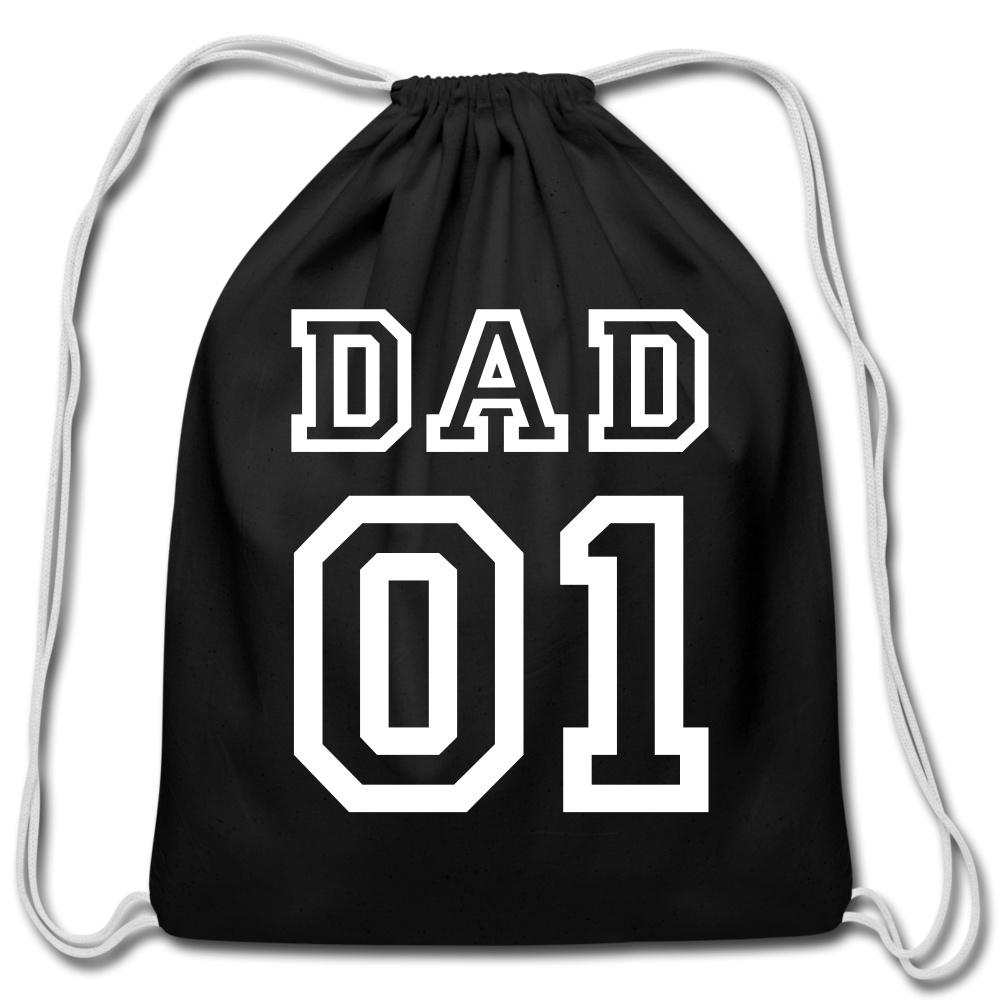 #1 Dad Cotton Drawstring Bag - black