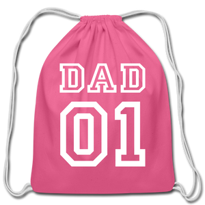 #1 Dad Cotton Drawstring Bag - pink