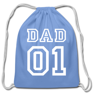 #1 Dad Cotton Drawstring Bag - carolina blue