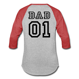 #1 Dad Baseball T-Shirt - heather gray/red